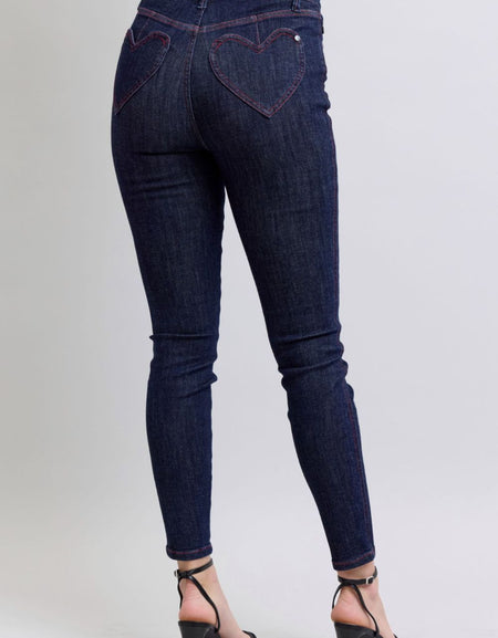 Judy Blue Full Size Heart Shaped Back Pockets Skinny Jeans