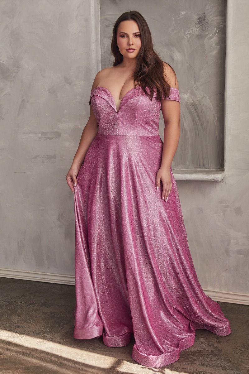 METALLIC PLUS SIZE BALL GOWN CD210C