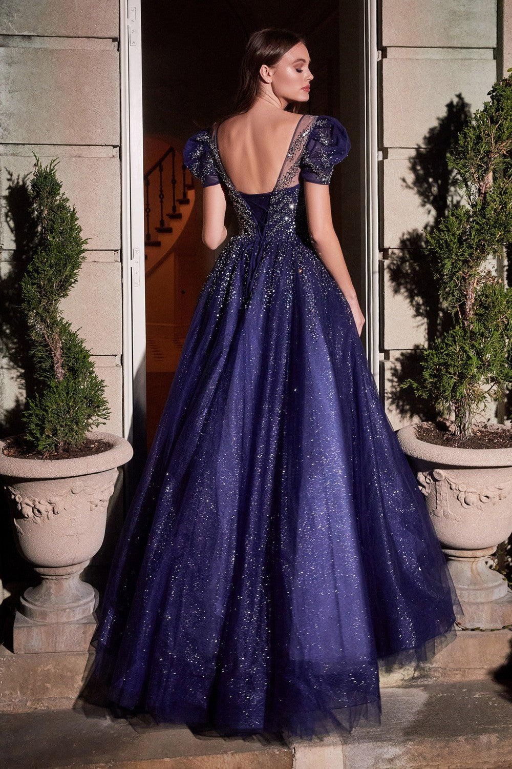 LAYERED TULLE BALL GOWN B702