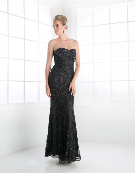 Beaded Lace Column Dress C251