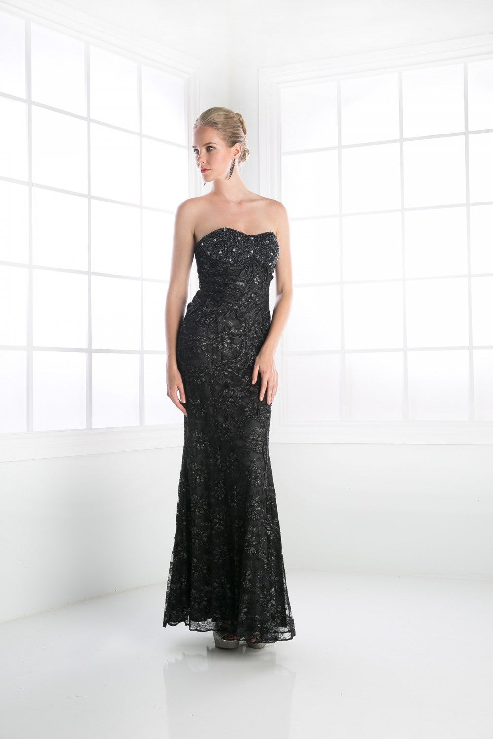 Beaded Lace Column Dress C251