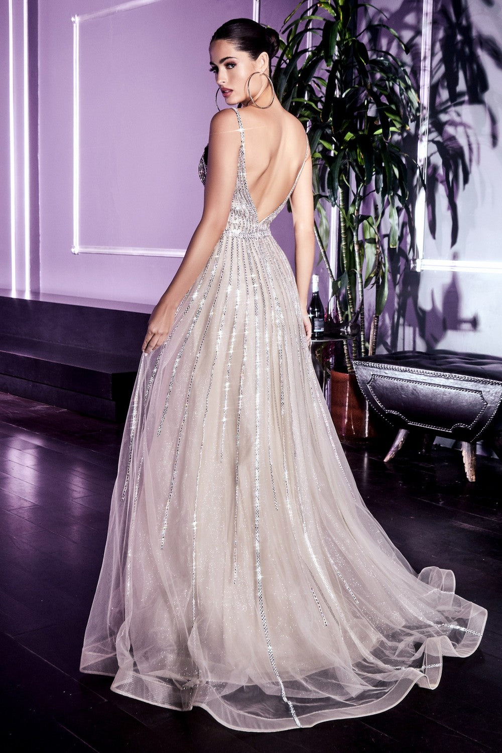 A-LINE EMBELLISHED TULLE GOWN CD940